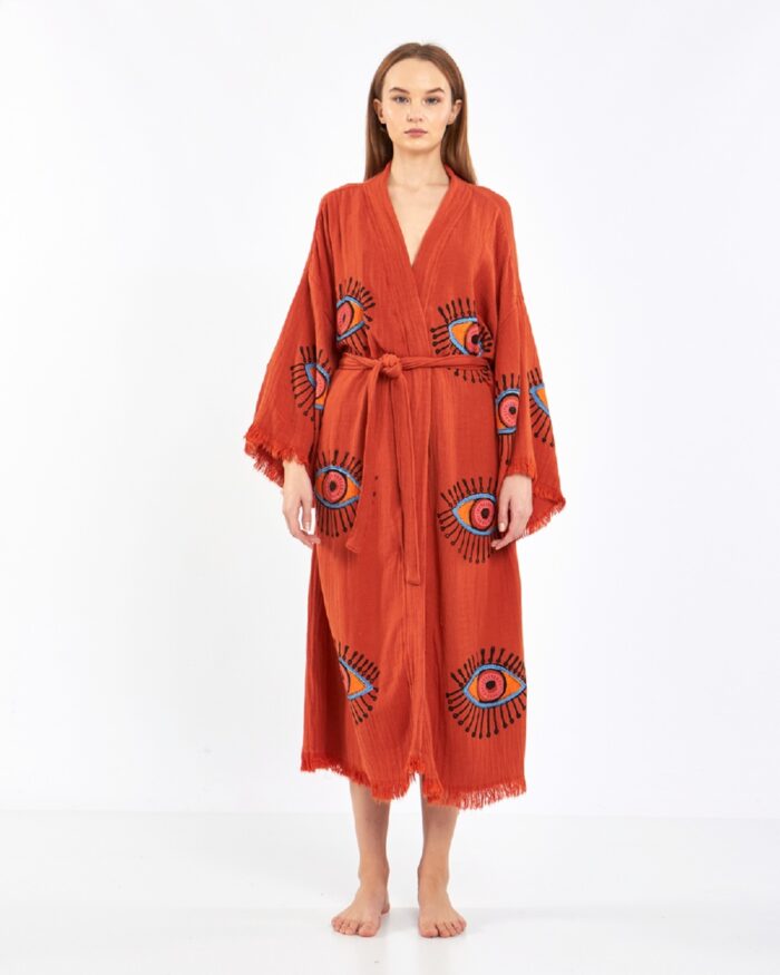 Orangefarbener Kachel-Kimono Orangefarbener Kachel-Kimono
