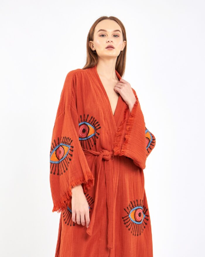 Orangefarbener Kachel-Kimono Orangefarbener Kachel-Kimono