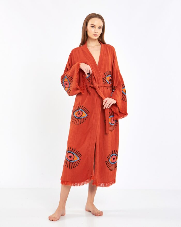 Orangefarbener Kachel-Kimono Orangefarbener Kachel-Kimono