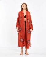 Orangefarbener Kachel-Kimono
