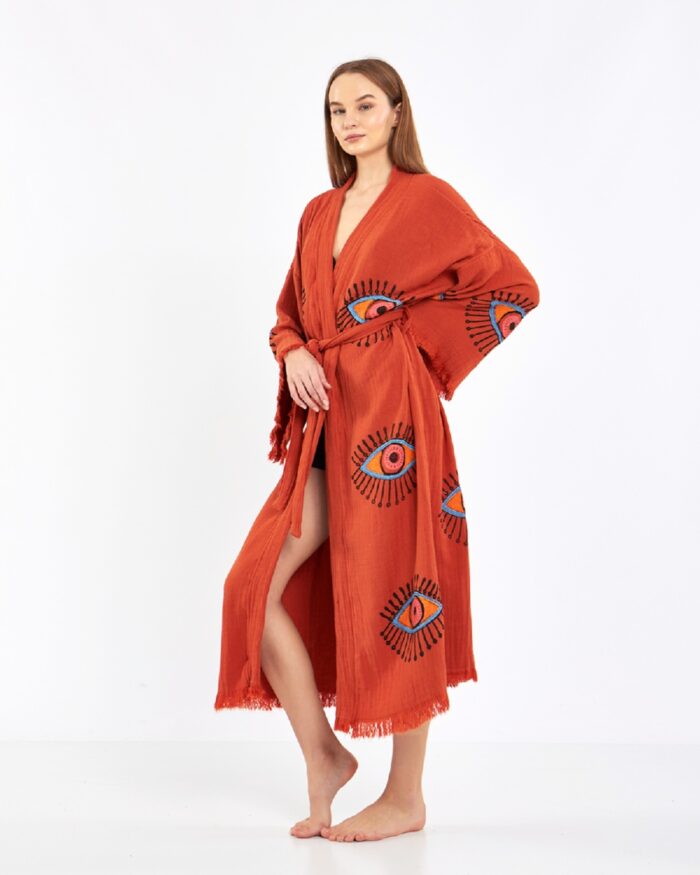 Orangefarbener Kachel-Kimono Orangefarbener Kachel-Kimono
