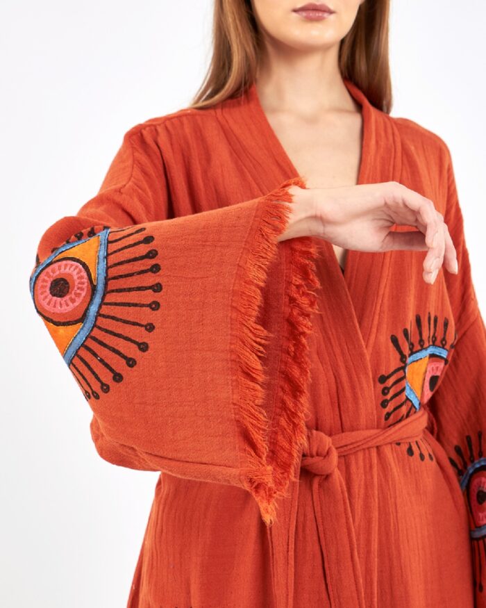 Orangefarbener Kachel-Kimono Orangefarbener Kachel-Kimono