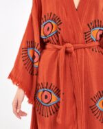 Orangefarbener Kachel-Kimono