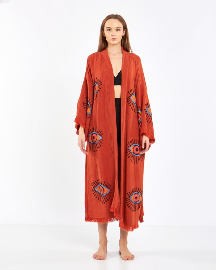 Orangefarbener Kachel-Kimono Orangefarbener Kachel-Kimono