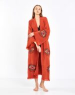 Orangefarbener Kachel-Kimono