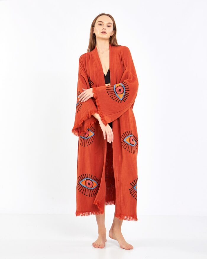 Orangefarbener Kachel-Kimono Orangefarbener Kachel-Kimono