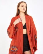 Orangefarbener Kachel-Kimono