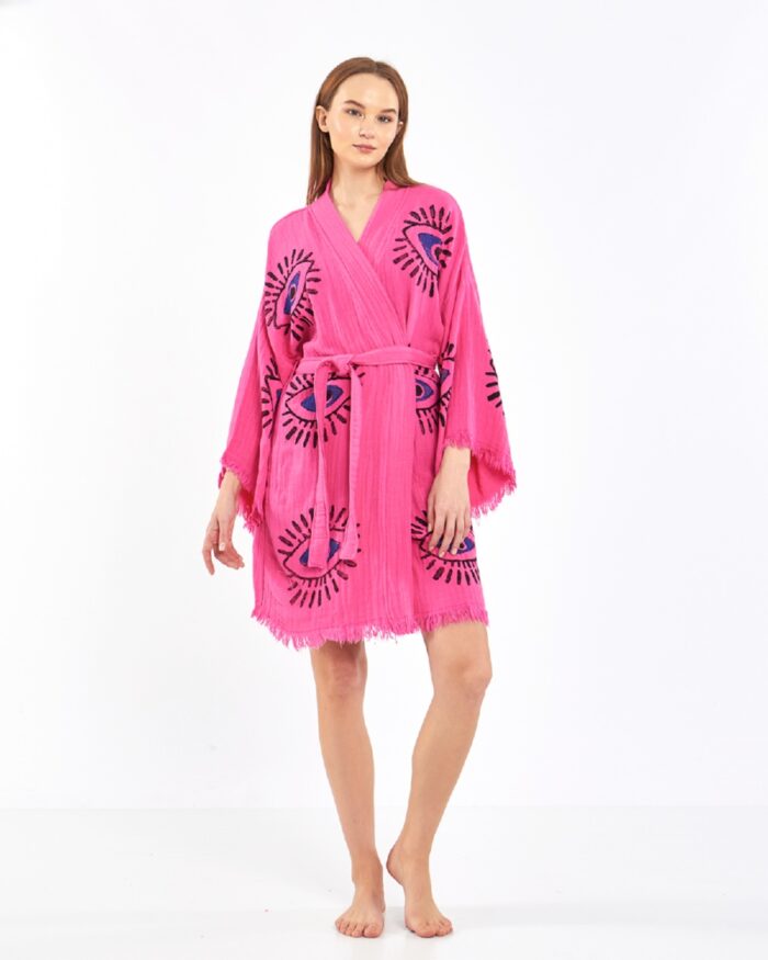 Orange Eye Short Pink Kimono Orange Eye Short Pink Kimono