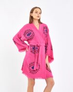 Orange Eye Short Pink Kimono