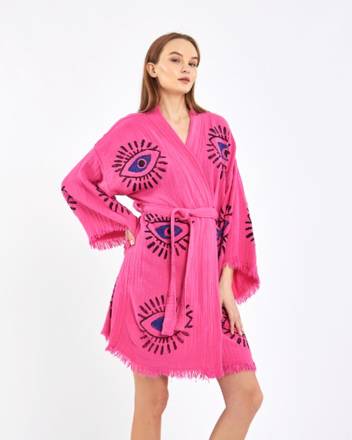 Orange Eye Short Pink Kimono Orange Eye Short Pink Kimono