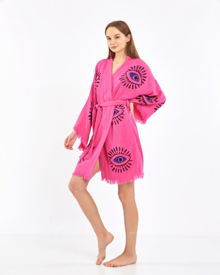 Orange Eye Short Pink Kimono Orange Eye Short Pink Kimono
