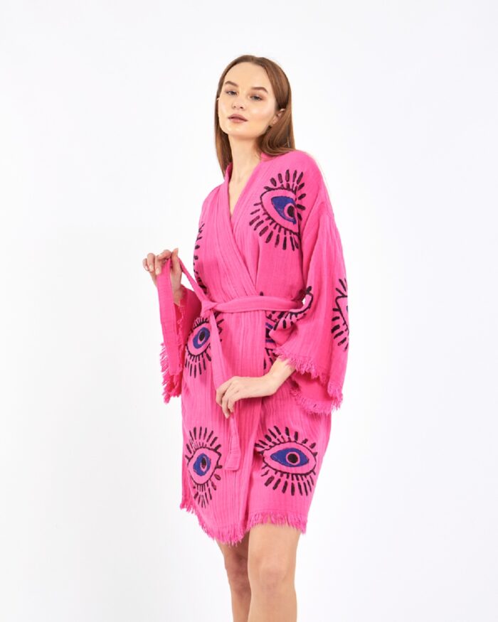 Orange Eye Short Pink Kimono Orange Eye Short Pink Kimono