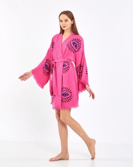 Orange Eye Kısa Pembe Kimono