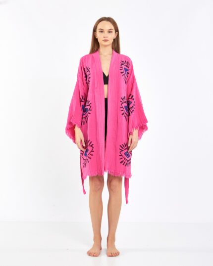 Orange Eye Kısa Pembe Kimono