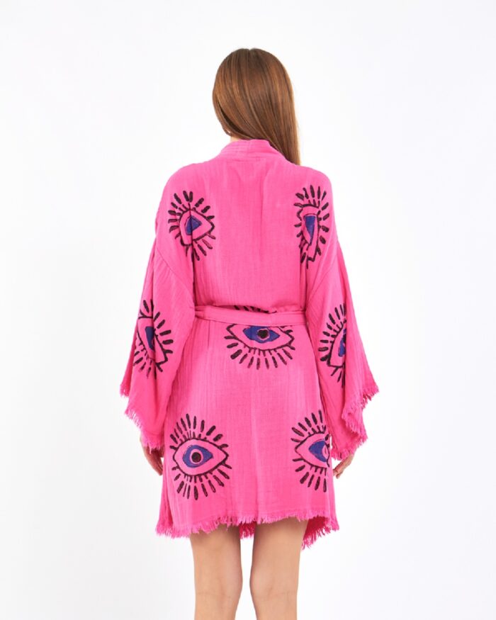 Orange Eye Short Pink Kimono Orange Eye Short Pink Kimono