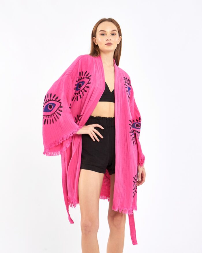 Orange Eye Short Pink Kimono Orange Eye Short Pink Kimono