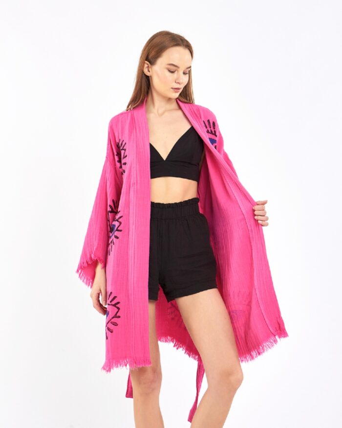 Orange Eye Short Pink Kimono Orange Eye Short Pink Kimono