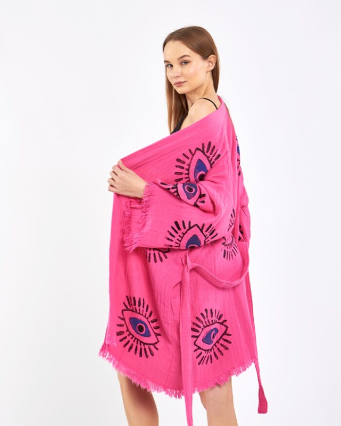 Orange Eye Short Pink Kimono Orange Eye Short Pink Kimono