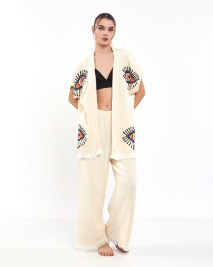 Orange Eye Pantolonlu Müslin Yelek