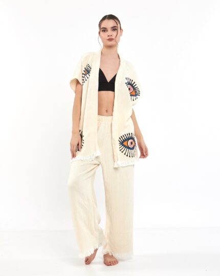 Orange Eye Pantolonlu Müslin Yelek