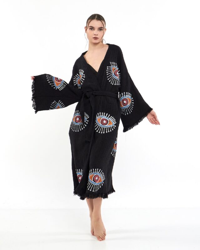 Orange Eye Black Kimono