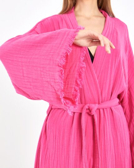 Tavus Kuşu Pembe Kimono