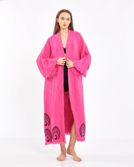 Tavus Kuşu Pembe Kimono
