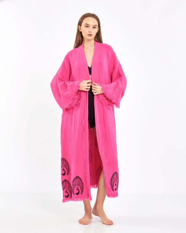 Tavus Kuşu Pembe Kimono