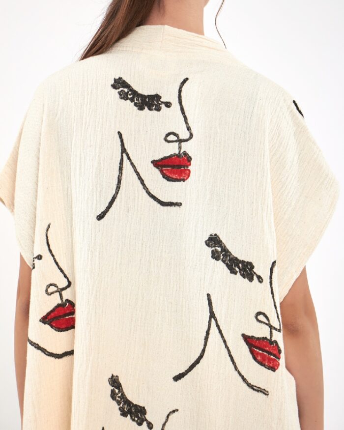 Woman Face Pantolonlu Müslin Yelek Woman Face Pantolonlu Müslin Yelek