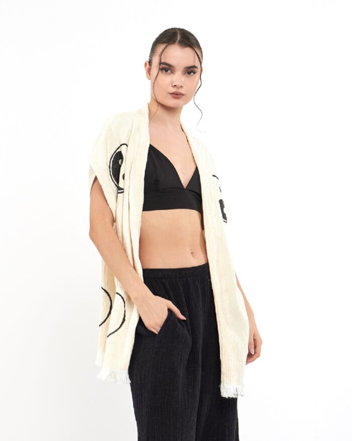 بنطلون يين يانغ بنطلون أسود سترة موسلين