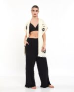 بنطلون يين يانغ بنطلون أسود سترة موسلين