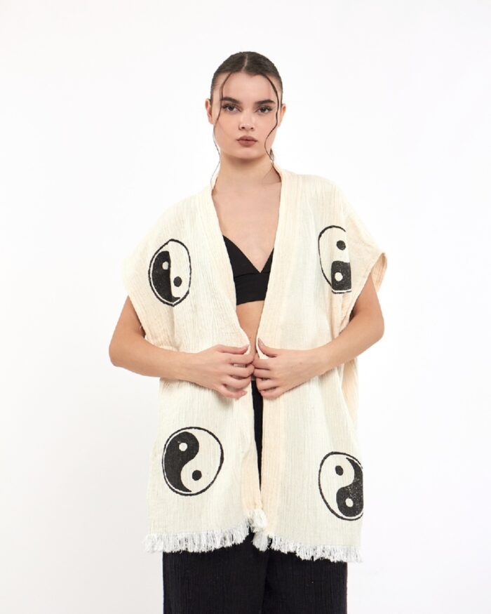 بنطلون يين يانغ بنطلون أسود سترة موسلين