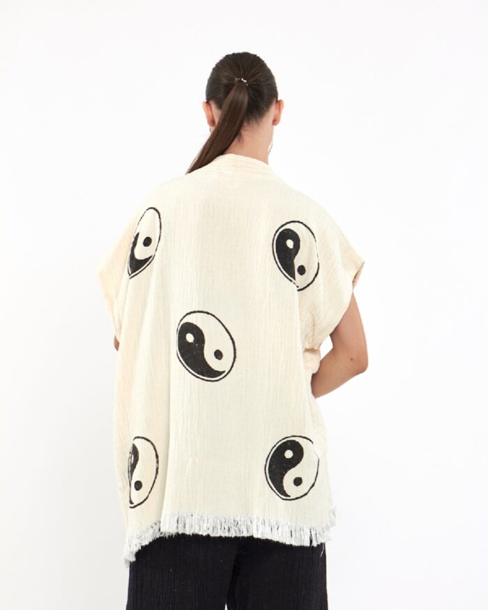 بنطلون يين يانغ بنطلون أسود سترة موسلين