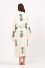 كيمونو قطن مطبوع بنقشة الأناناس بنقشة حجرية