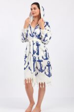 Anchor Fiskon Baskılı Pamuklu Müslin Kimono - الصورة 4