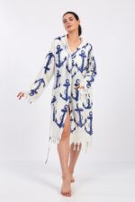 Anchor Fiskon Baskılı Pamuklu Müslin Kimono