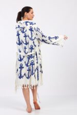 Anchor Fiskon Baskılı Pamuklu Müslin Kimono - الصورة 9