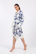 Anchor Fiskon Baskılı Pamuklu Müslin Kimono - الصورة 6