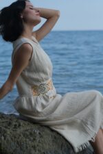 Beyaz Desenli Müslin Elbise - Görsel 2