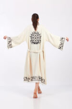 Hethitisch gemusterter Stein bedruckter Baumwoll-Musselin-Kimono