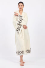 Hethitisch gemusterter Stein bedruckter Baumwoll-Musselin-Kimono