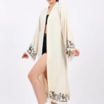 Hitit Desenli Taş Baskılı Pamuklu Müslin Kimono