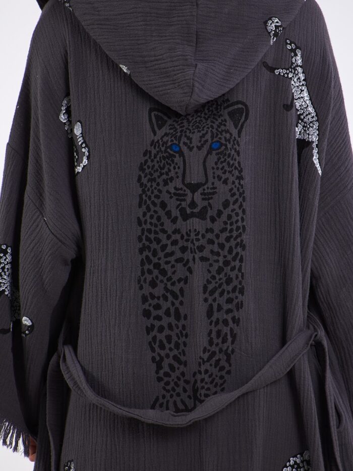 ⁦Leopard Antrasit Kimono⁩ - الصورة ⁦12⁩