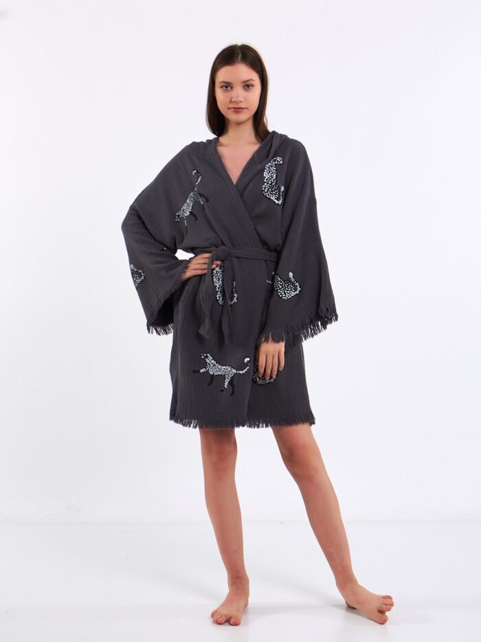 ⁦Leopard Antrasit Kimono⁩ - الصورة ⁦4⁩