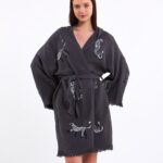 Leopard Anthrazit Kimono