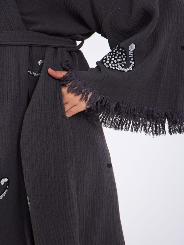 ⁦Leopard Antrasit Kimono⁩ - الصورة ⁦7⁩