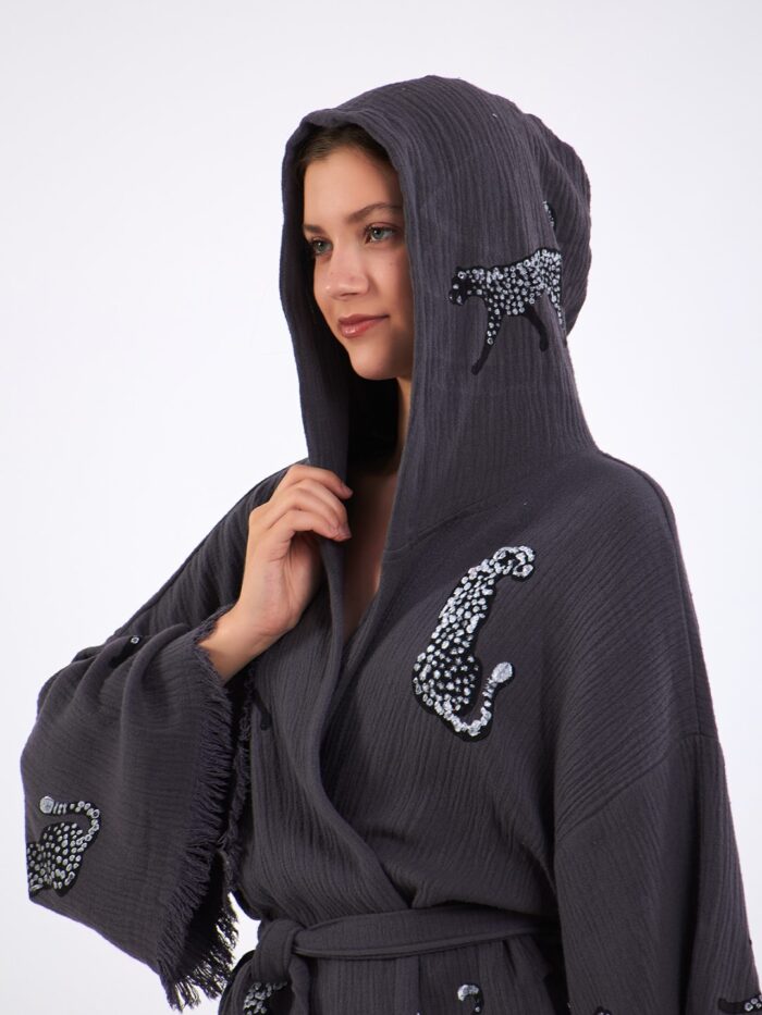 ⁦Leopard Antrasit Kimono⁩ - الصورة ⁦8⁩